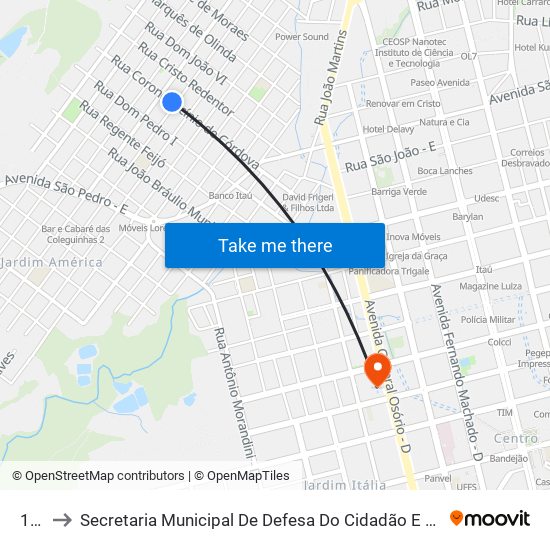 101 to Secretaria Municipal De Defesa Do Cidadão E Mobilidade map