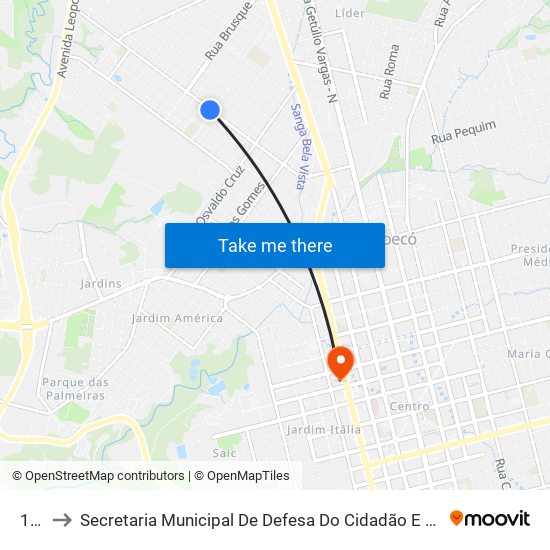 106 to Secretaria Municipal De Defesa Do Cidadão E Mobilidade map