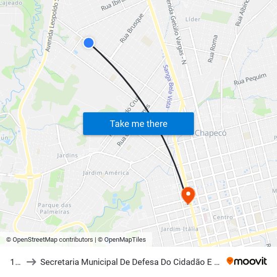 109 to Secretaria Municipal De Defesa Do Cidadão E Mobilidade map