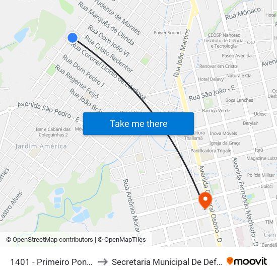 1401 - Primeiro Ponto Da Rua Osvaldo Cruz to Secretaria Municipal De Defesa Do Cidadão E Mobilidade map