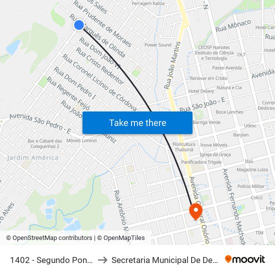 1402 - Segundo Ponto Da Rua Osvaldo Cruz to Secretaria Municipal De Defesa Do Cidadão E Mobilidade map