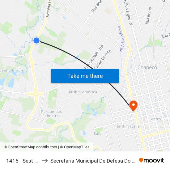 1415 - Sest Senat B/C to Secretaria Municipal De Defesa Do Cidadão E Mobilidade map