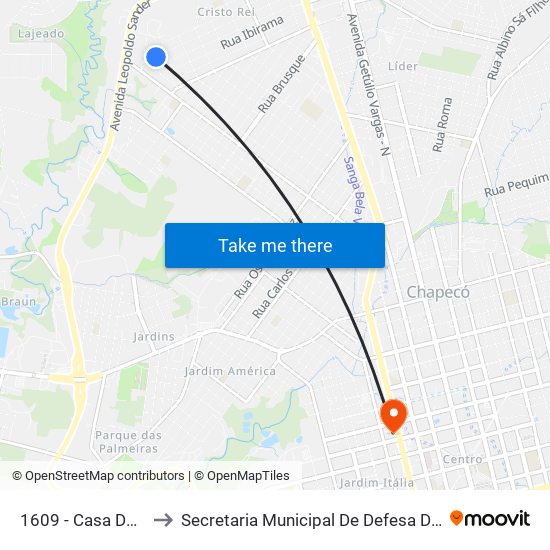 1609 - Casa Do Mot. Vande to Secretaria Municipal De Defesa Do Cidadão E Mobilidade map