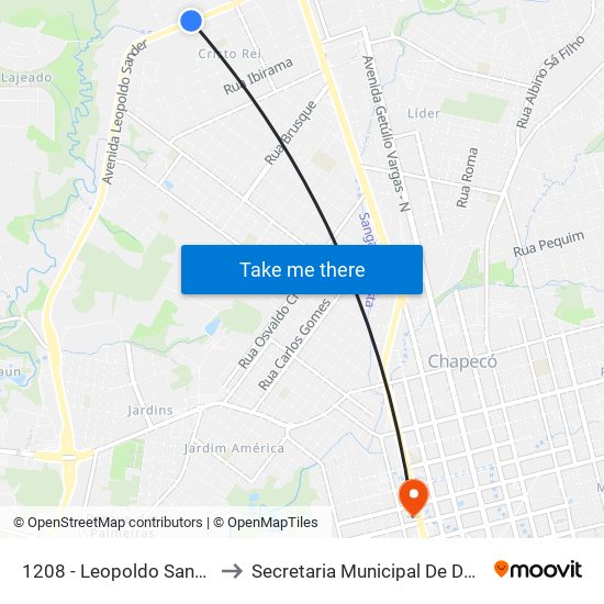 1208 - Leopoldo Sander C/ São José Do Cedro to Secretaria Municipal De Defesa Do Cidadão E Mobilidade map