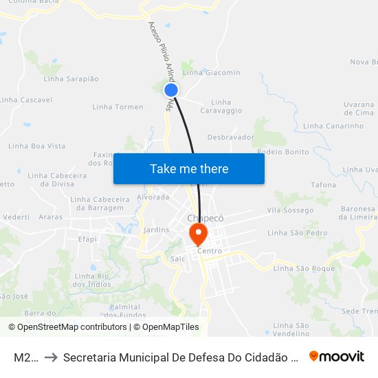 M263 to Secretaria Municipal De Defesa Do Cidadão E Mobilidade map