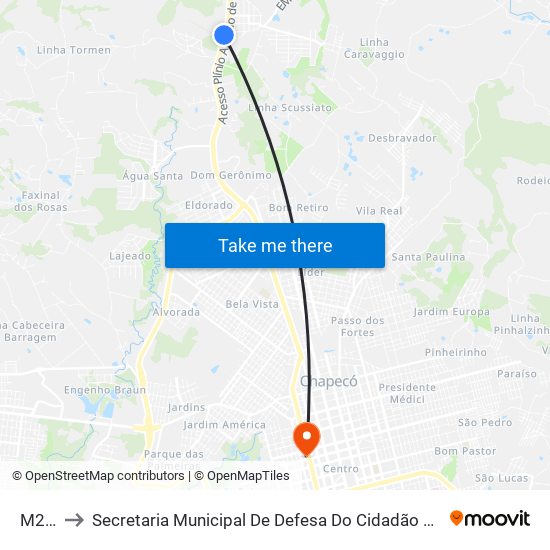 M265 to Secretaria Municipal De Defesa Do Cidadão E Mobilidade map