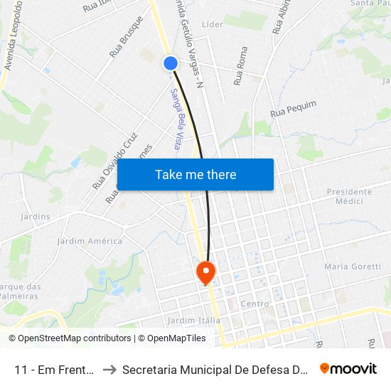 11 - Em Frente A Rudiger to Secretaria Municipal De Defesa Do Cidadão E Mobilidade map