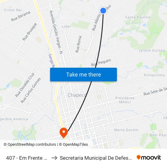 407 - Em Frente Aos Condominio to Secretaria Municipal De Defesa Do Cidadão E Mobilidade map