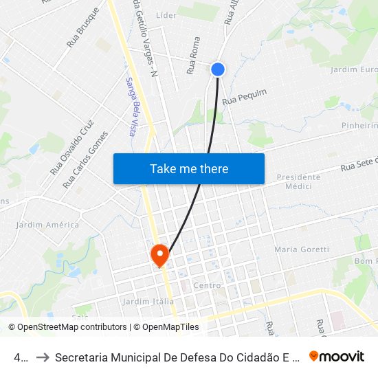 423 to Secretaria Municipal De Defesa Do Cidadão E Mobilidade map