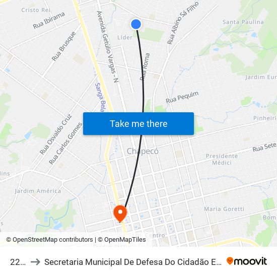 2213 to Secretaria Municipal De Defesa Do Cidadão E Mobilidade map