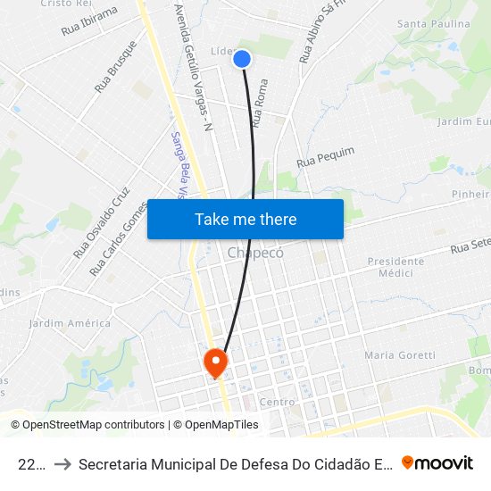 2216 to Secretaria Municipal De Defesa Do Cidadão E Mobilidade map