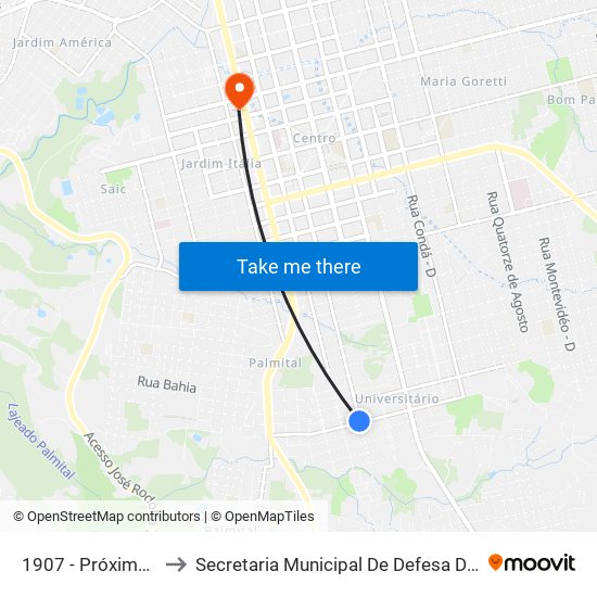 1907 - Próximo Ao Colegio to Secretaria Municipal De Defesa Do Cidadão E Mobilidade map