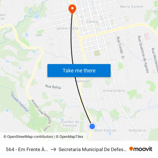 564 - Em Frente À Uceff Politécnico to Secretaria Municipal De Defesa Do Cidadão E Mobilidade map