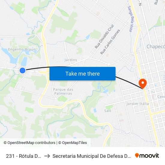 231 - Rótula Da Sadia B/C to Secretaria Municipal De Defesa Do Cidadão E Mobilidade map