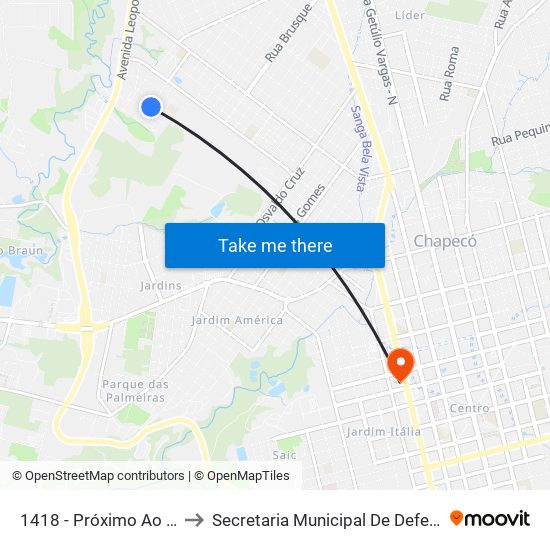 1418 - Próximo Ao Centro Comunitário to Secretaria Municipal De Defesa Do Cidadão E Mobilidade map
