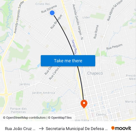 Rua João Cruz E Souza, 466e to Secretaria Municipal De Defesa Do Cidadão E Mobilidade map