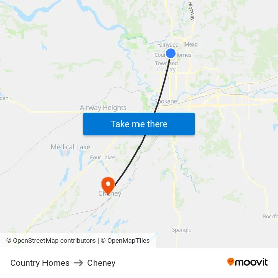 Country Homes to Cheney map