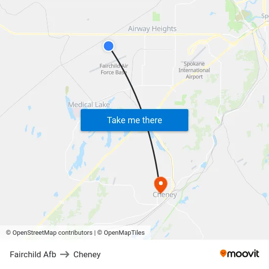 Fairchild Afb to Cheney map