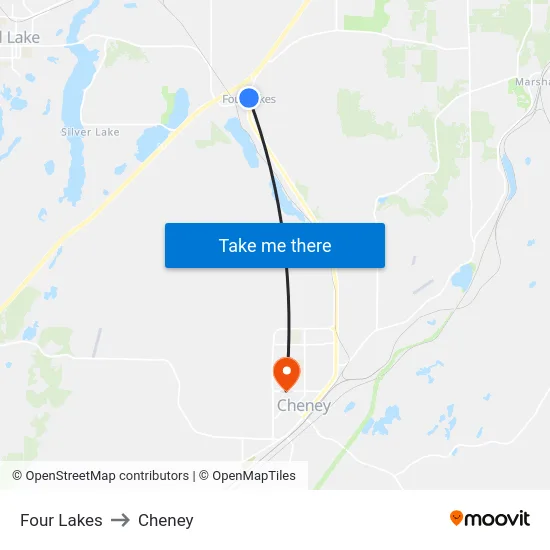 Four Lakes to Cheney map
