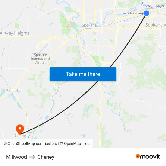 Millwood to Cheney map