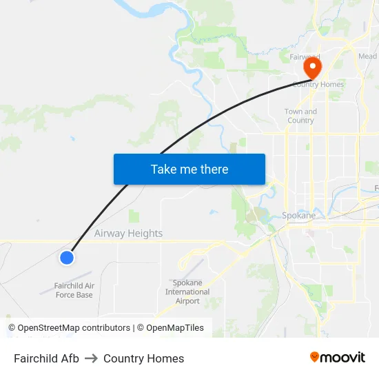 Fairchild Afb to Country Homes map