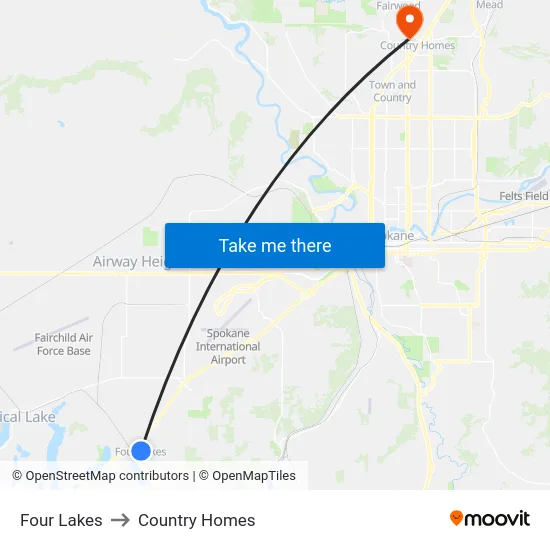 Four Lakes to Country Homes map
