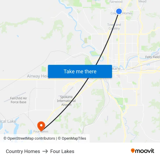Country Homes to Four Lakes map