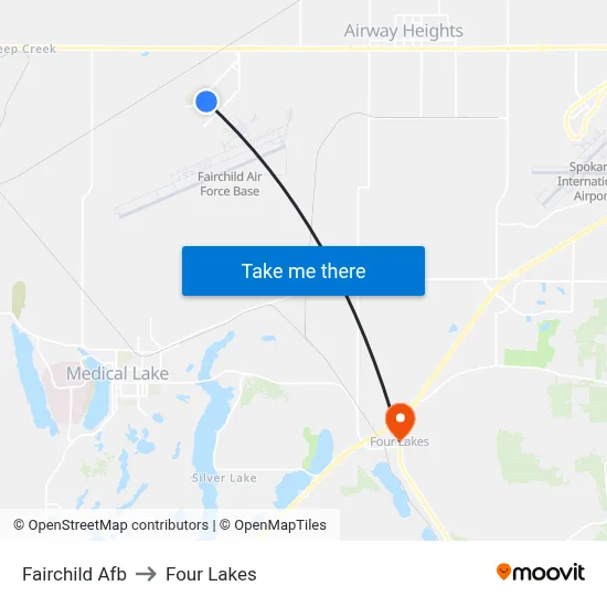 Fairchild Afb to Four Lakes map