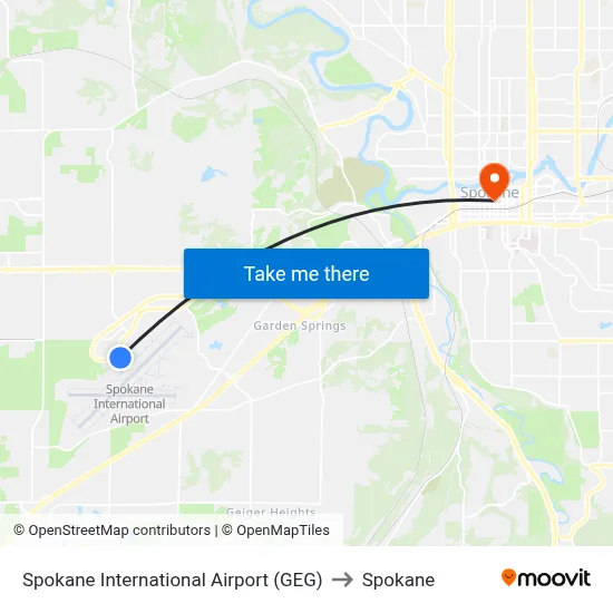 Spokane International Airport (GEG) to Spokane map