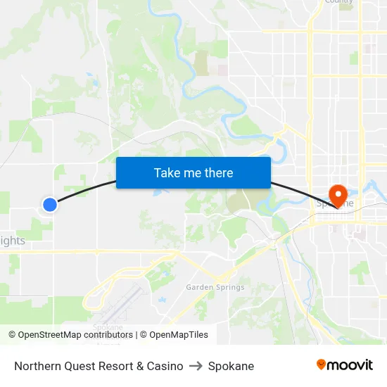 Northern Quest Resort & Casino to Spokane map