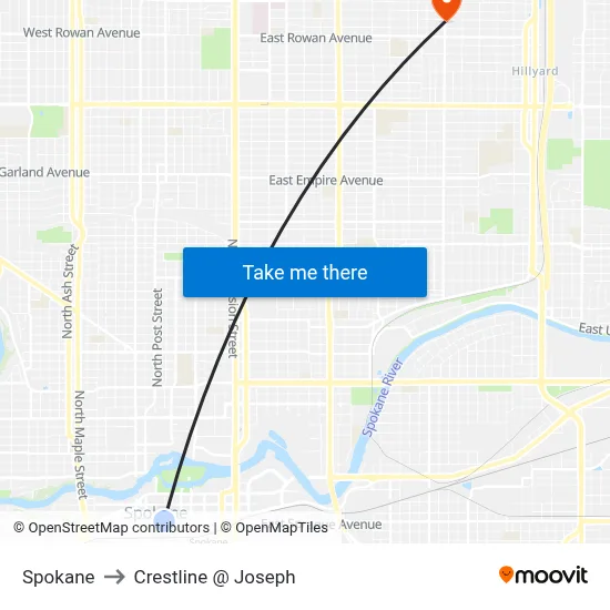 Spokane to Crestline @ Joseph map
