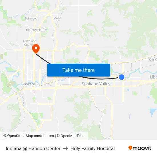 Indiana @ Hanson Center to Holy Family Hospital map