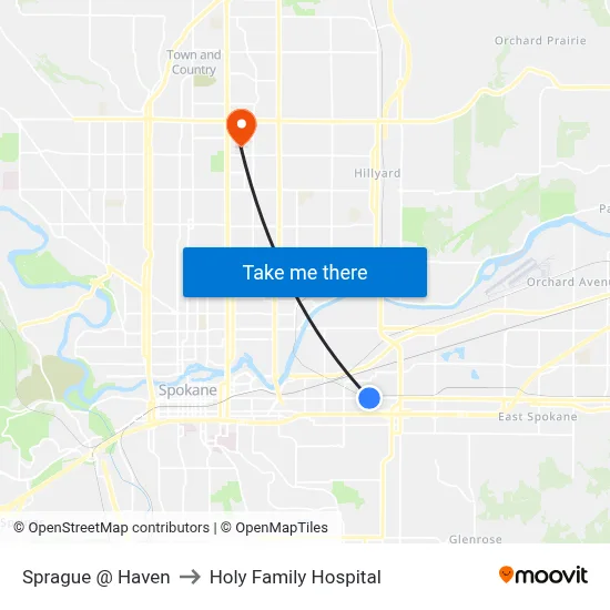 Sprague @ Haven to Holy Family Hospital map