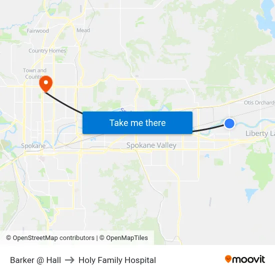 Barker @ Hall to Holy Family Hospital map