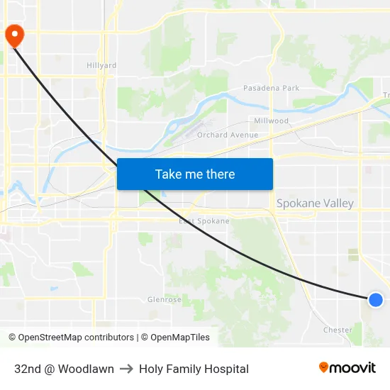 32nd @ Woodlawn to Holy Family Hospital map