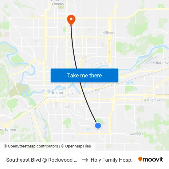 Southeast Blvd @ Rockwood Blvd to Holy Family Hospital map