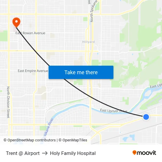 Trent @ Airport to Holy Family Hospital map