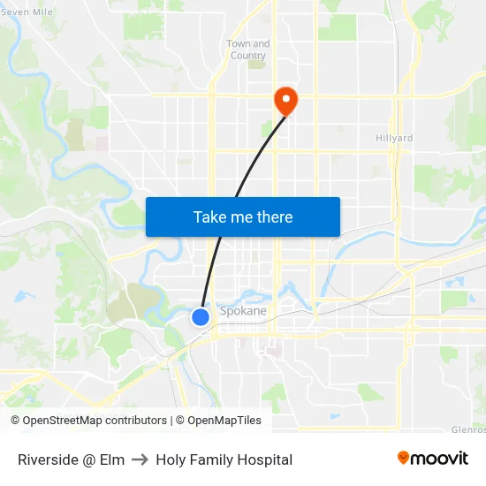 Riverside @ Elm to Holy Family Hospital map