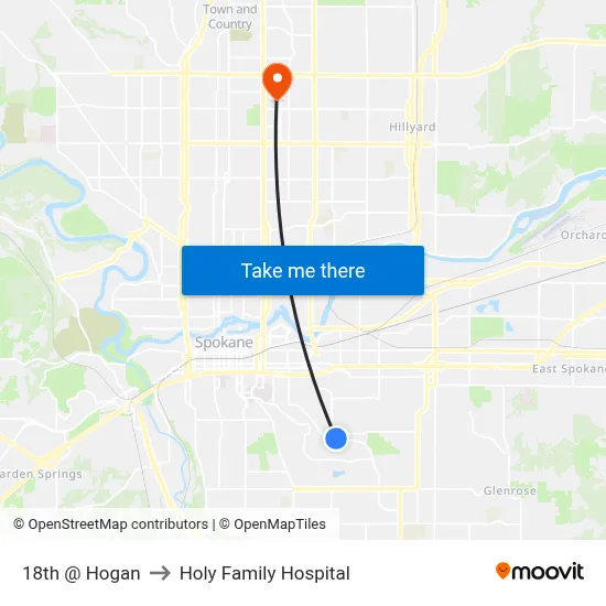 18th @ Hogan to Holy Family Hospital map