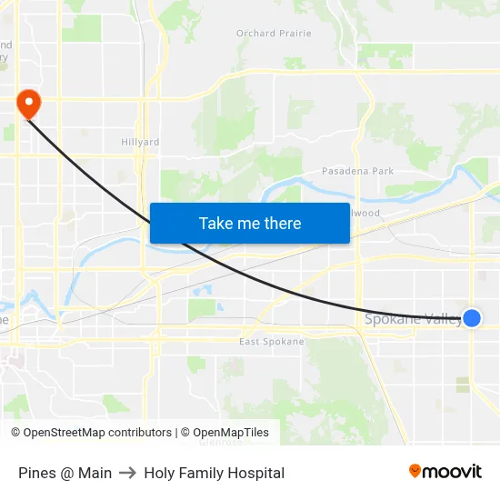 Pines @ Main to Holy Family Hospital map