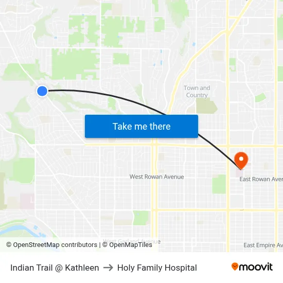 Indian Trail @ Kathleen to Holy Family Hospital map