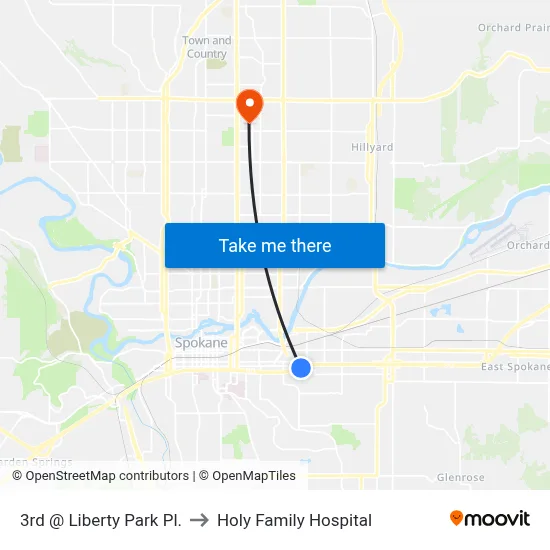 3rd @ Liberty Park Pl. to Holy Family Hospital map