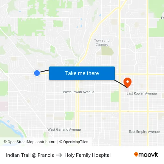 Indian Trail @ Francis to Holy Family Hospital map