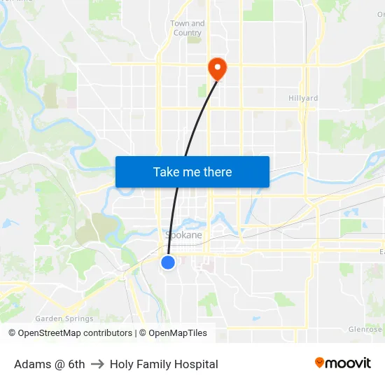 Adams @ 6th to Holy Family Hospital map