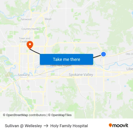 Sullivan @ Wellesley to Holy Family Hospital map