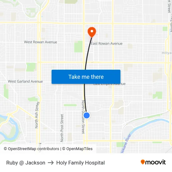 Ruby @ Jackson to Holy Family Hospital map