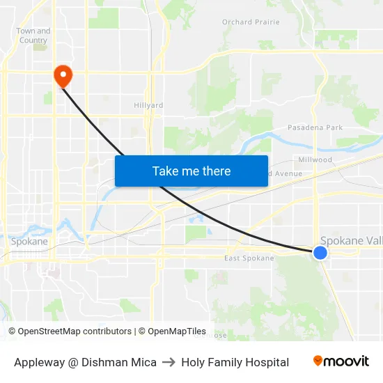 Appleway @ Dishman Mica to Holy Family Hospital map
