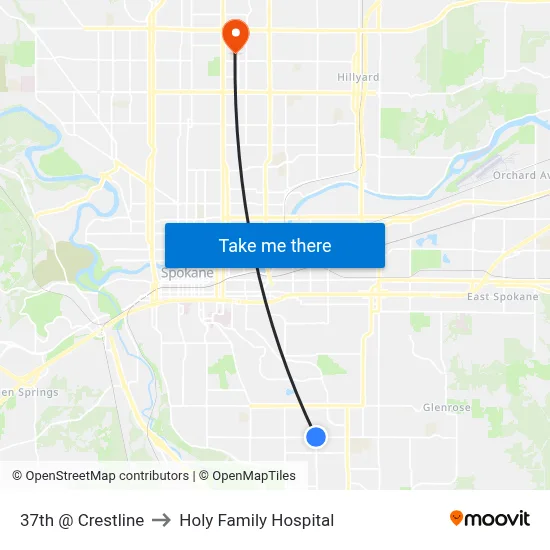 37th @ Crestline to Holy Family Hospital map