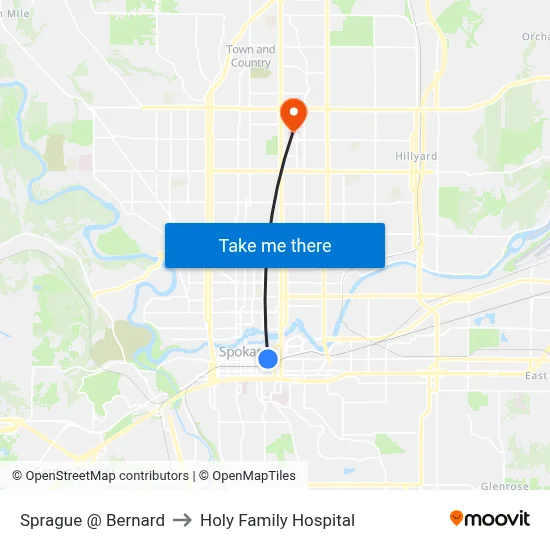 Sprague @ Bernard to Holy Family Hospital map
