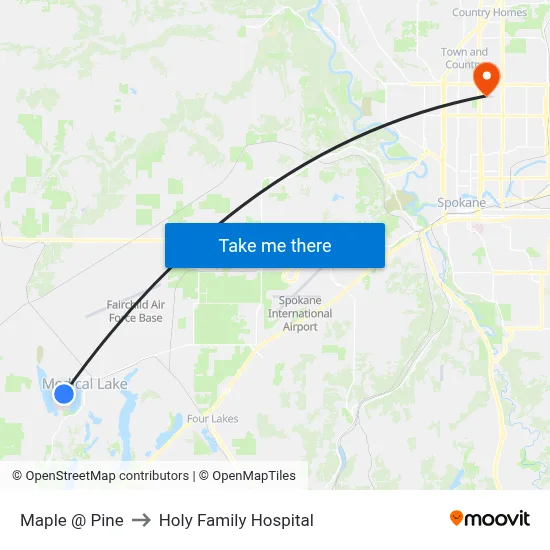 Maple @ Pine to Holy Family Hospital map